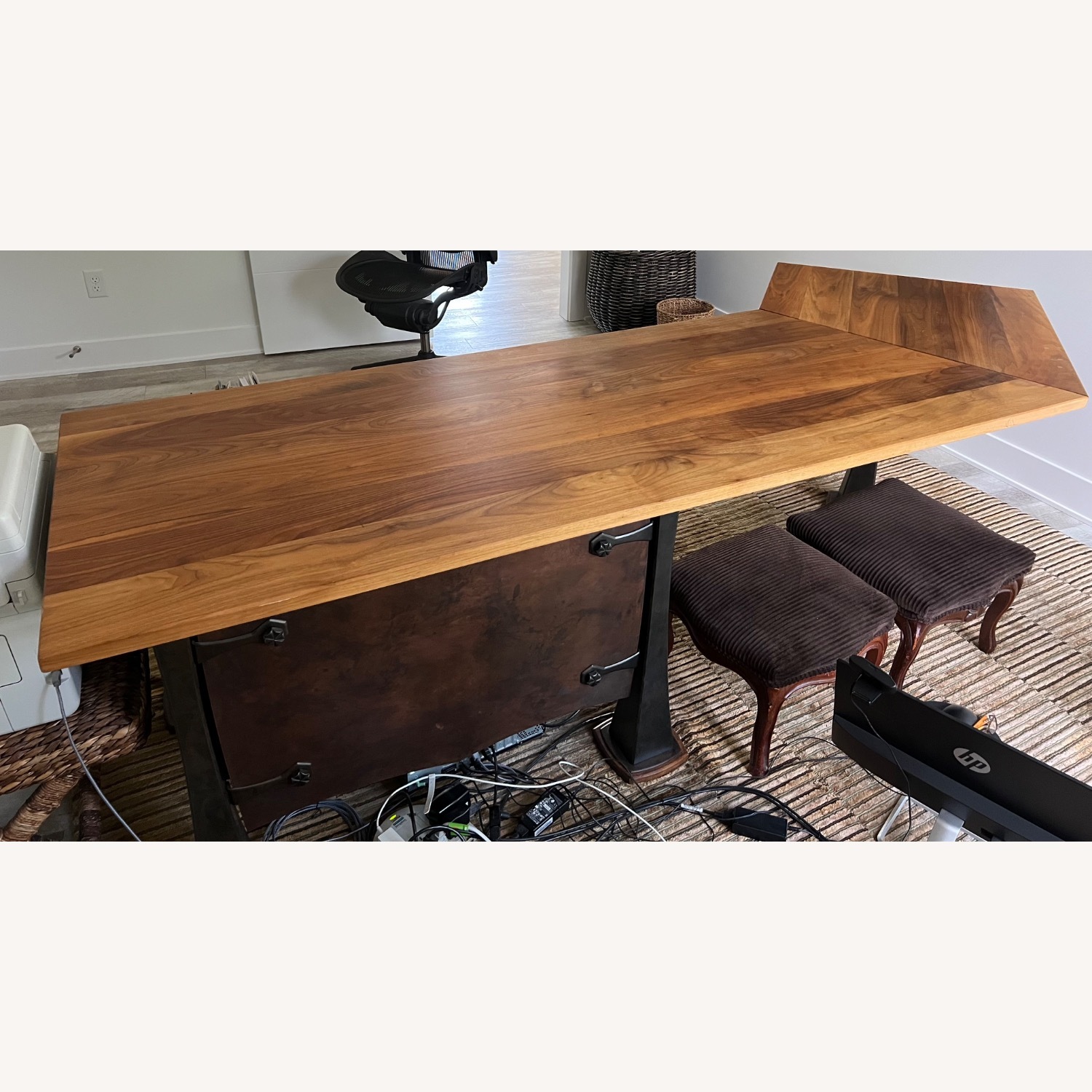 Custom Desk Walnut Bronze Steel 8 ft - image-18