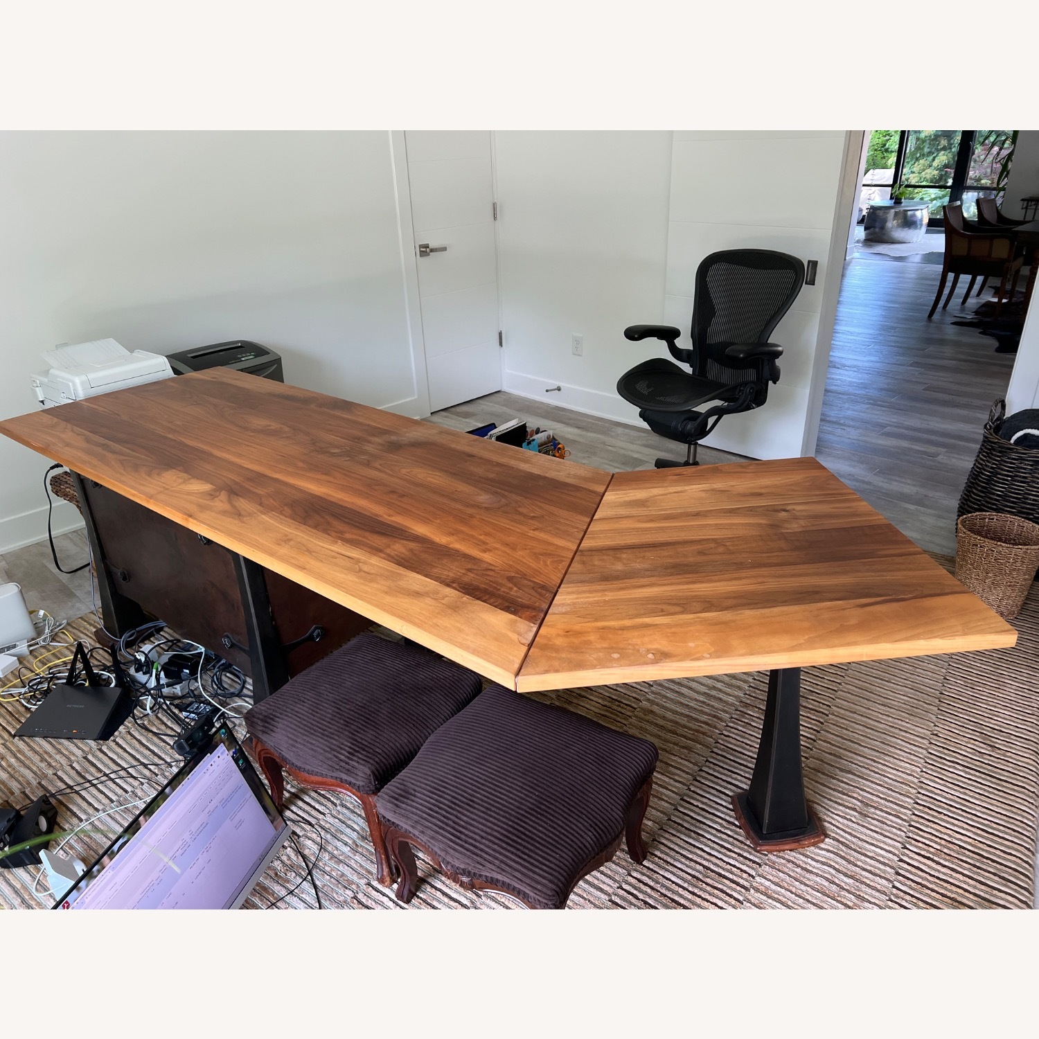 Custom Desk Walnut Bronze Steel 8 ft - image-17