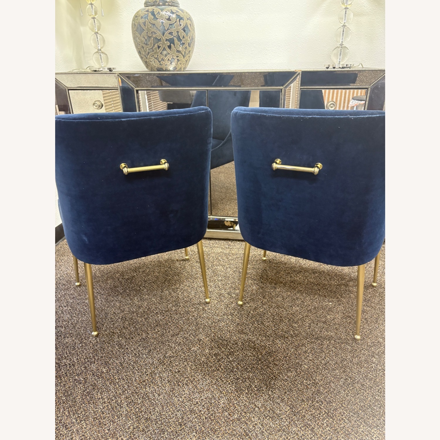 Anthropologie Elowen Chair in Navy Velvet 2 - image-5