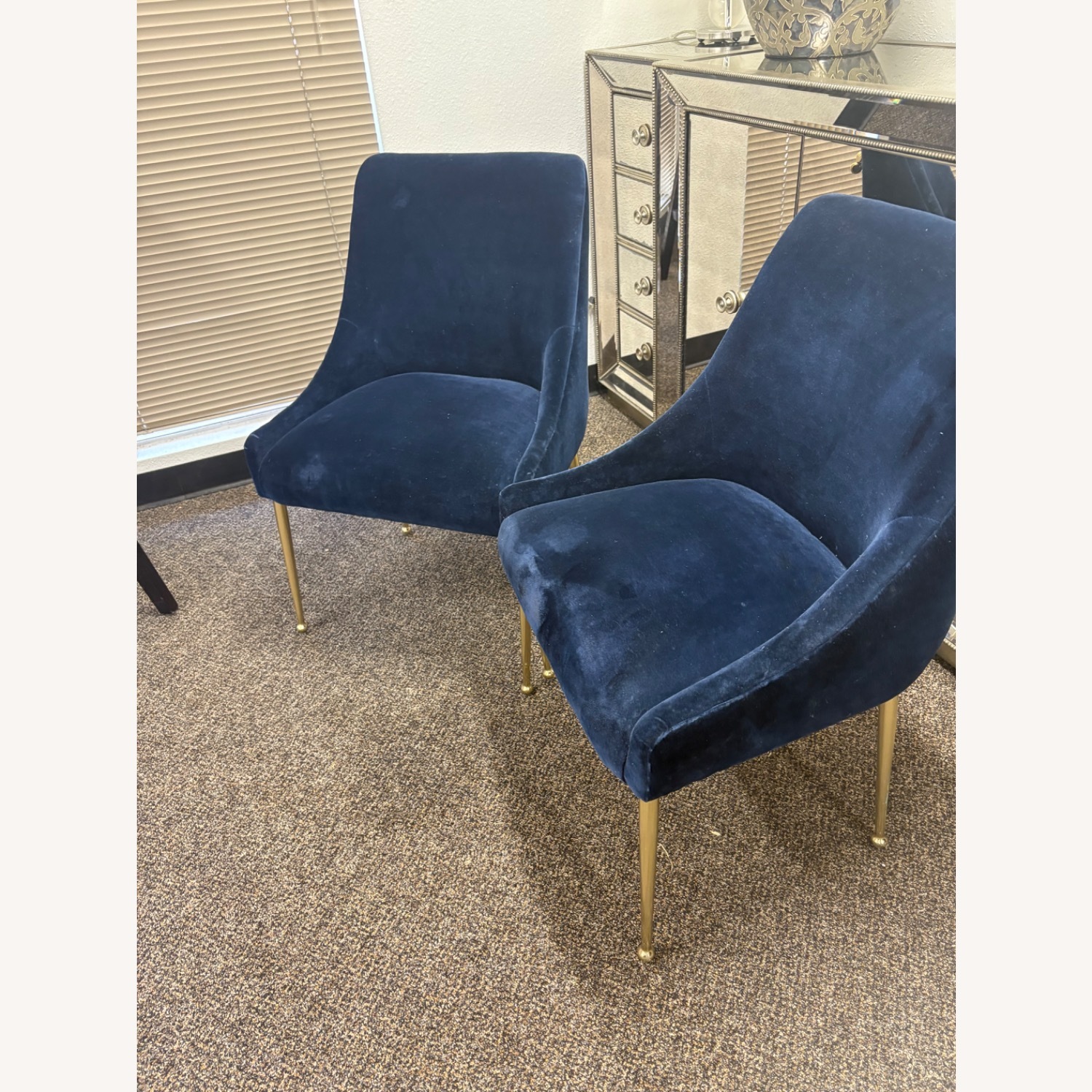 Anthropologie Elowen Chair in Navy Velvet 2 - image-1
