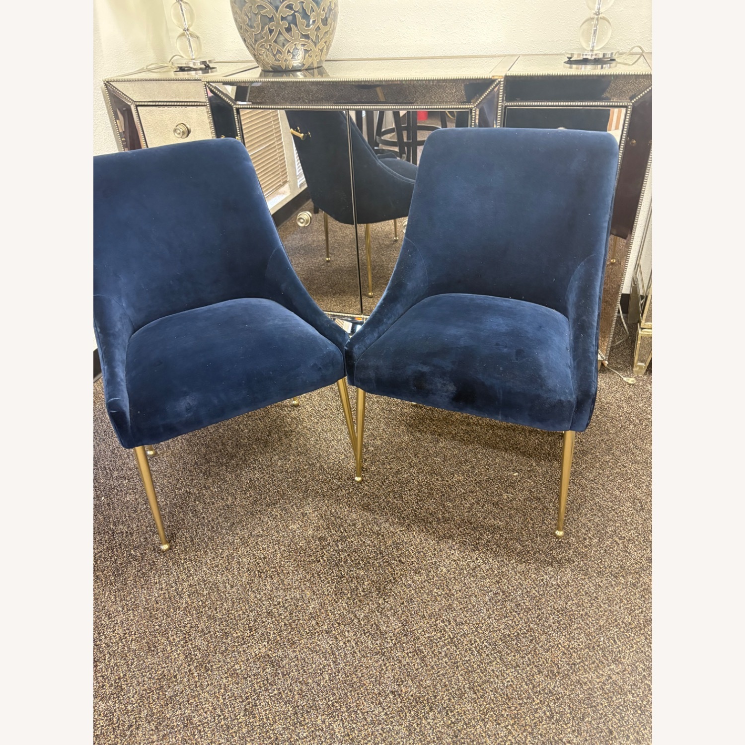 Anthropologie Elowen Chair in Navy Velvet 2 - image-2