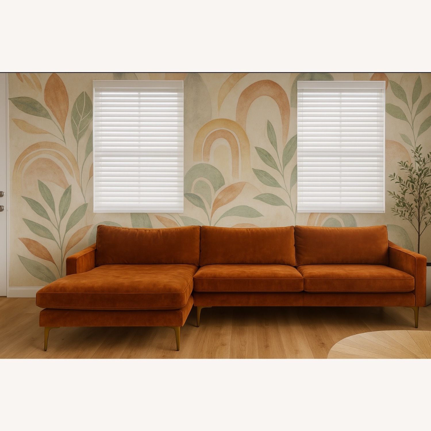  AllModern Velvet Sectional Sofa  - image-1