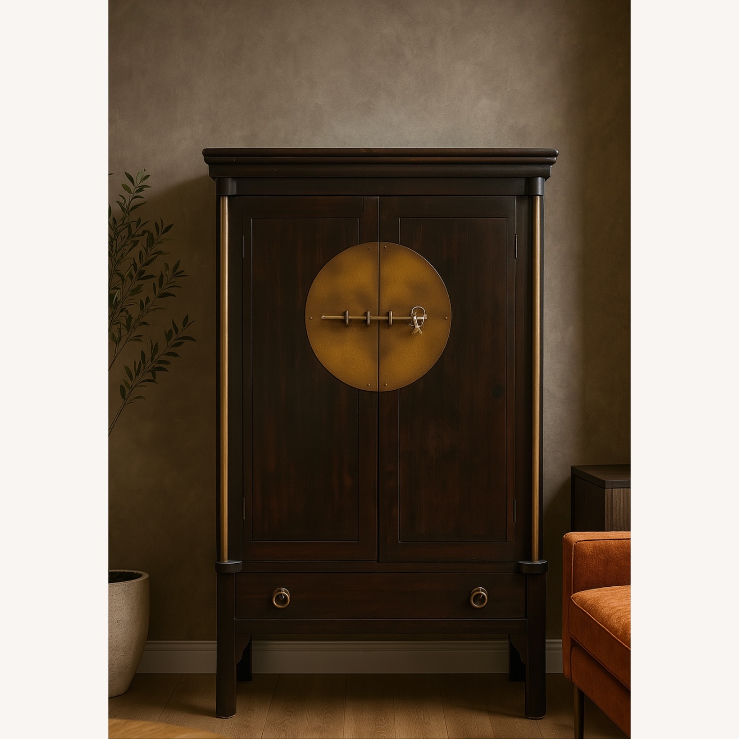 Vintage Armoire Unique Brass Accent – Solid Wood - image-1