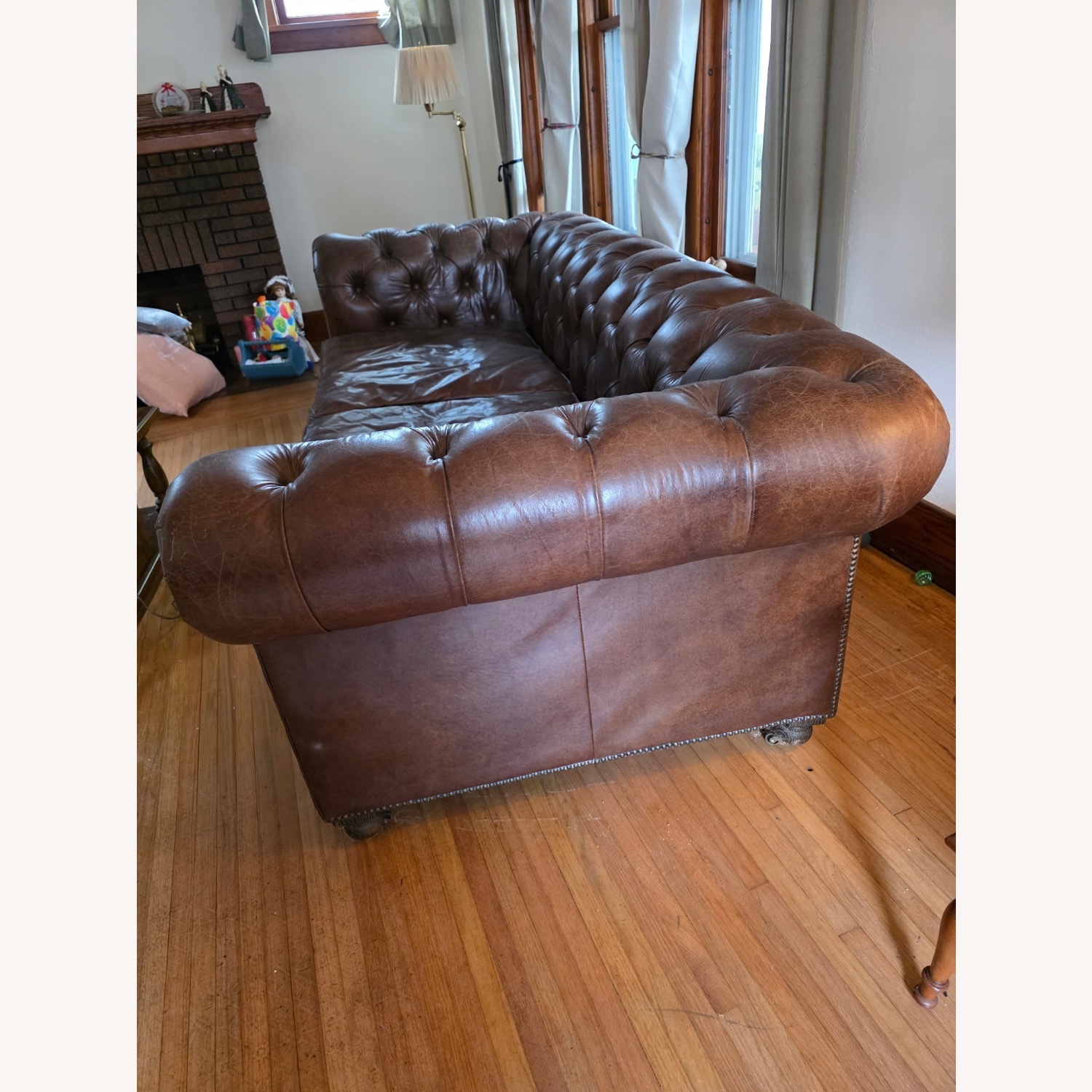 Restoration Hardware Kensington Leather Couch - image-1