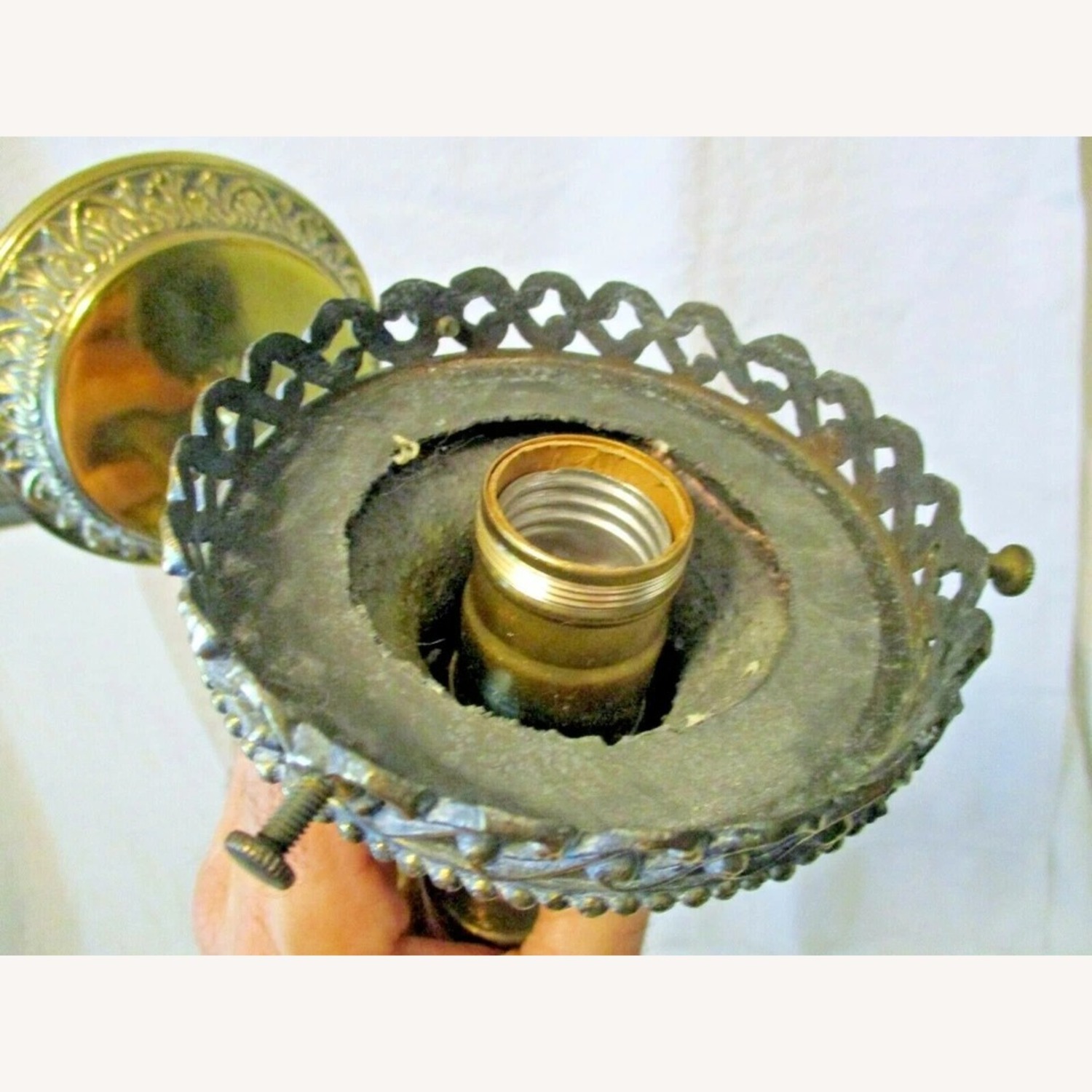 Victorian Tall Gilt Bronze Wall Lamp Sconce - image-10