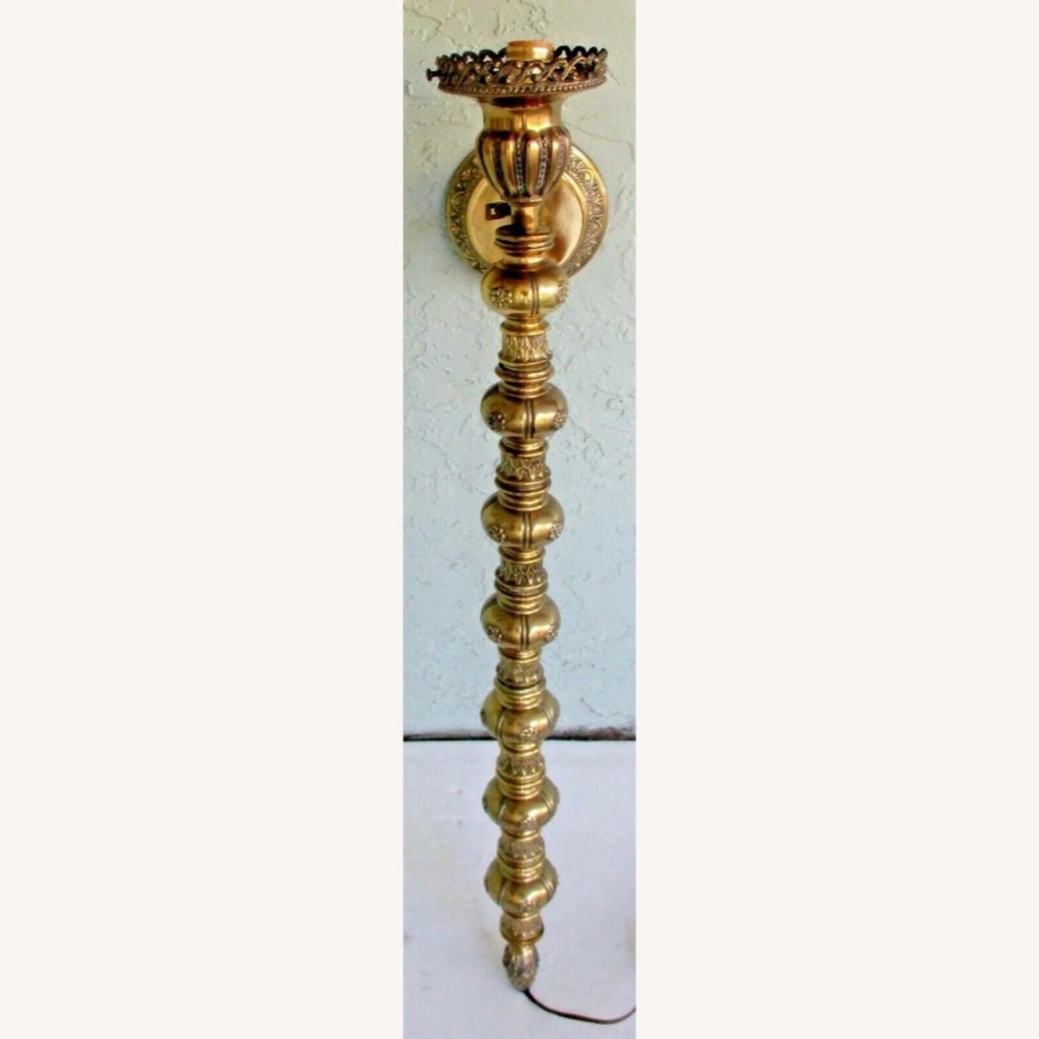 Victorian Tall Gilt Bronze Wall Lamp Sconce - image-2