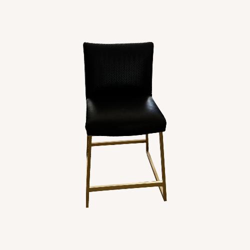 Used 3 New Massoud Black Leather/Brass Counter Stools for sale on AptDeco