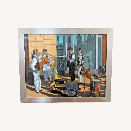 Used Robert Samick Streetside Musicians NYC Painting for sale on AptDeco