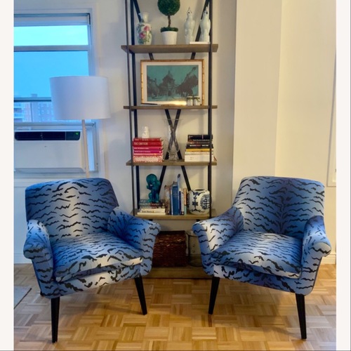 Used Inside Linen Club Chairs - Pair for sale on AptDeco