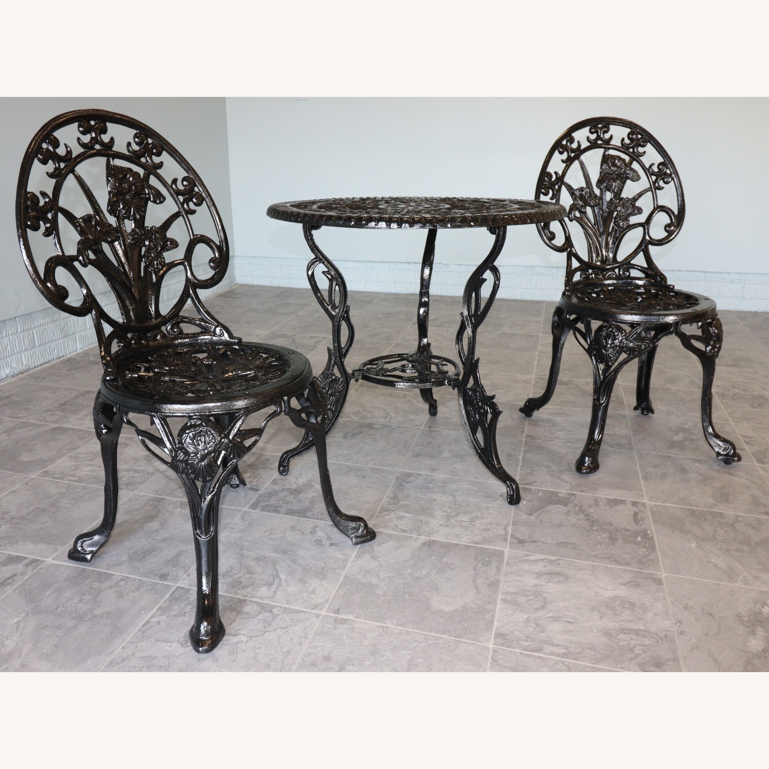 Victorian Revival Iris themed Bistro Set - image-4