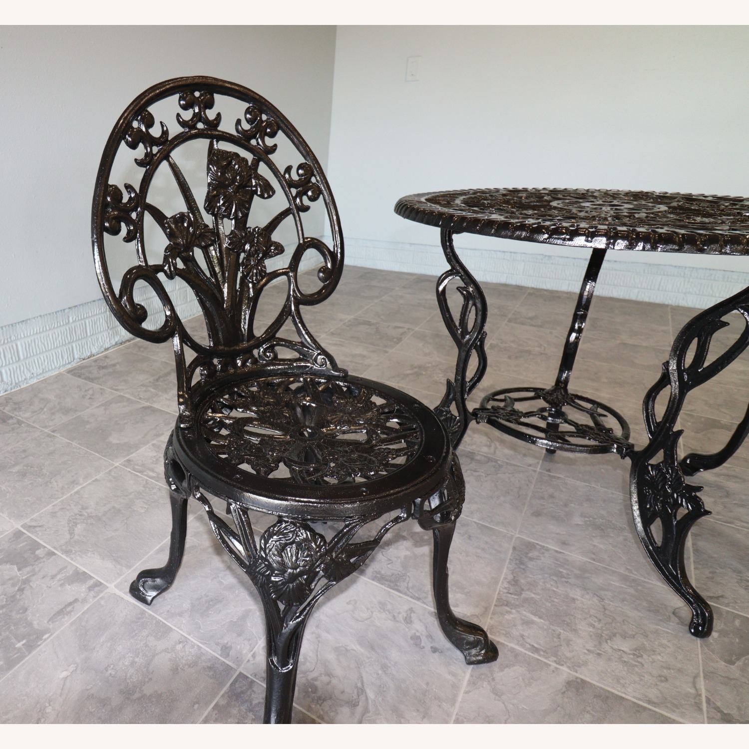 Victorian Revival Iris themed Bistro Set - image-5