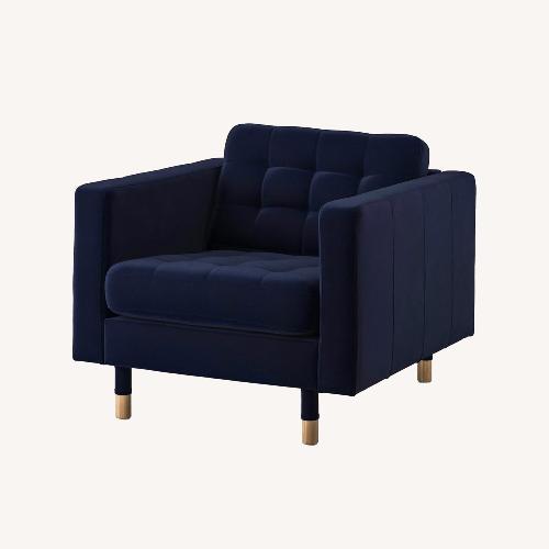 Used IKEA MORABO Armchair Dark Blue Velvet for sale on AptDeco