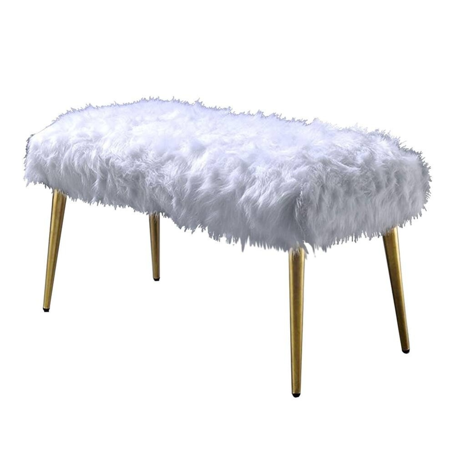 White Faux Fur Bench - image-4