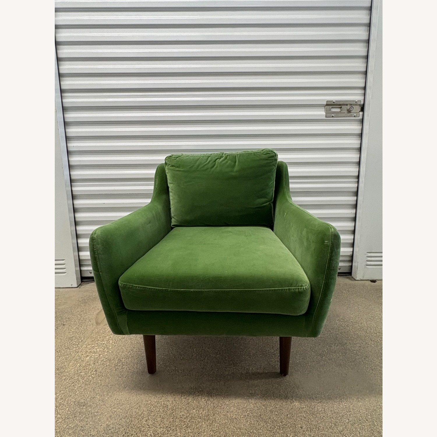 Mid-century Modern Green Velvet Chair - image-1