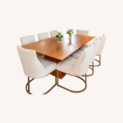 Used Dining Table W 8 Chairs; Dark Walnut for sale on AptDeco