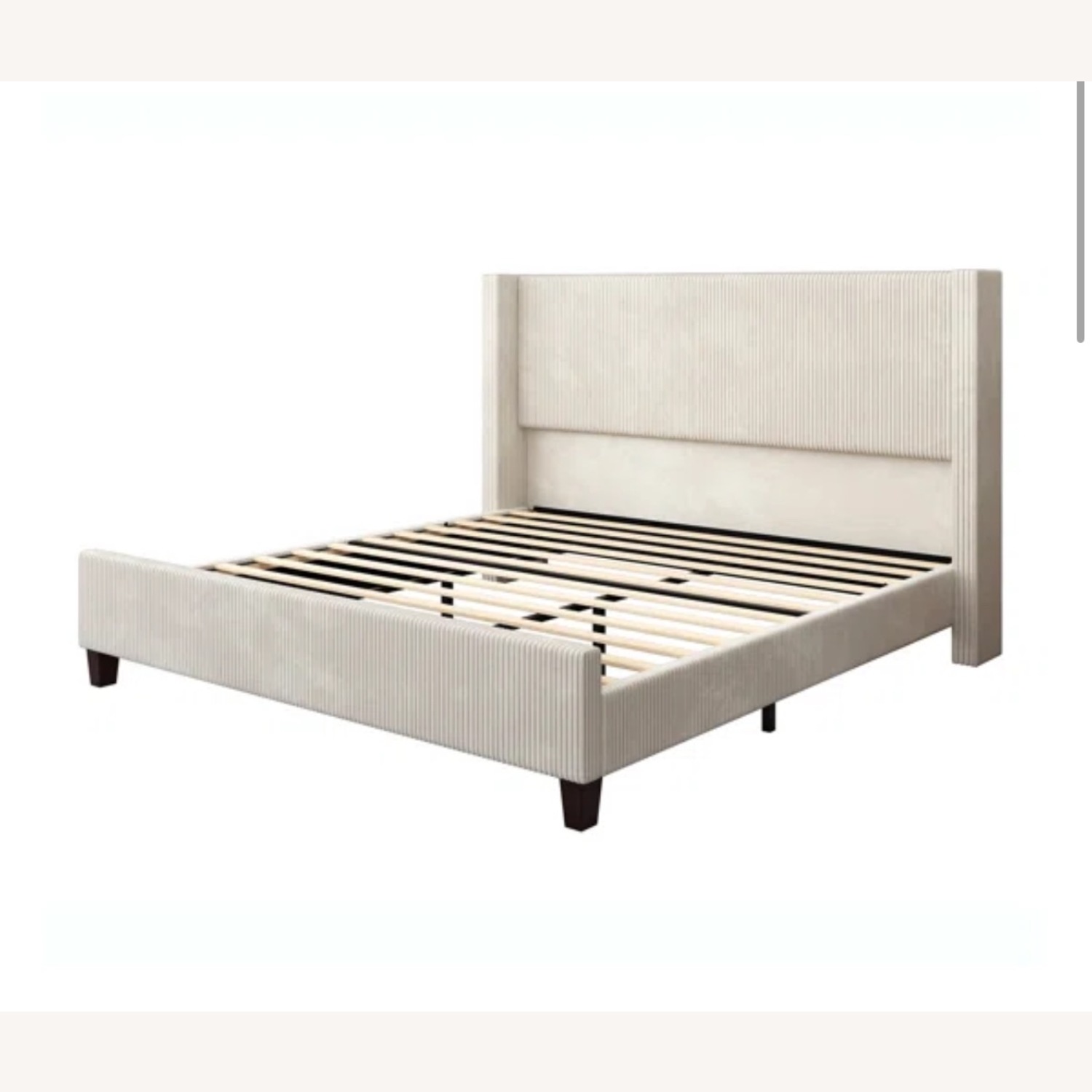 King Cream Wauseon Corduroy Upholstered Bed - image-1