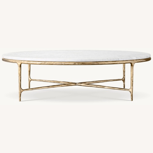 Used RH Thaddeus Marble Round Coffee Table for sale on AptDeco