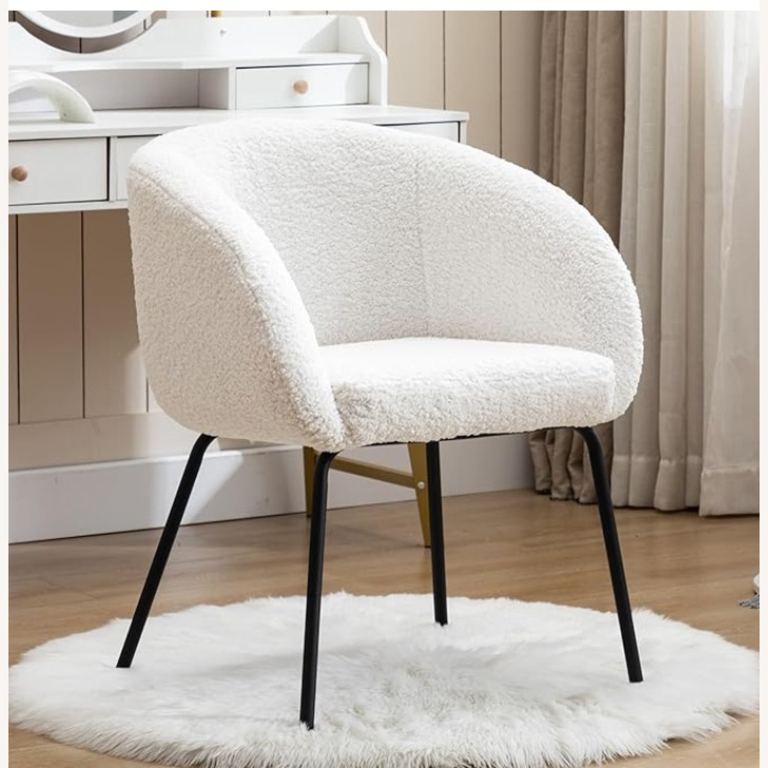 HEAH-YO Upholstered Faux Fur Dining Chair - image-1