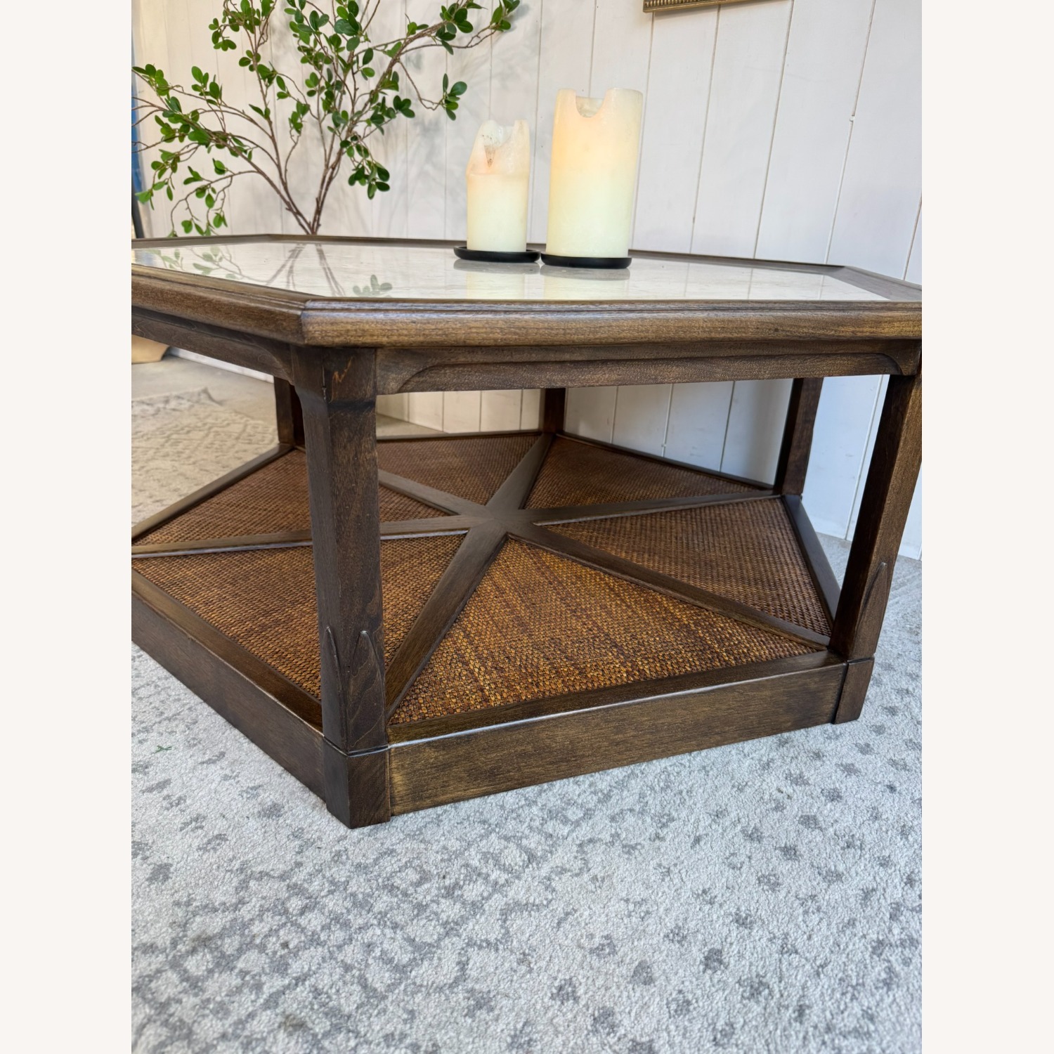 Warsaw Solid Oak Coffee Table with Travertine Top - image-4