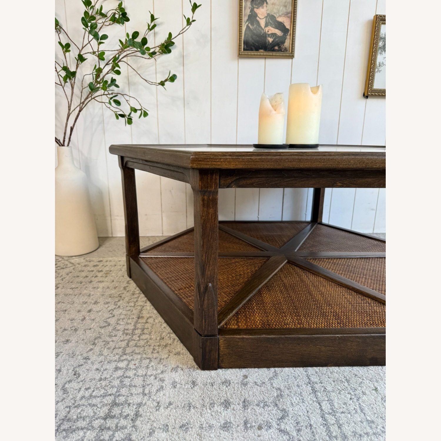 Warsaw Solid Oak Coffee Table with Travertine Top - image-7