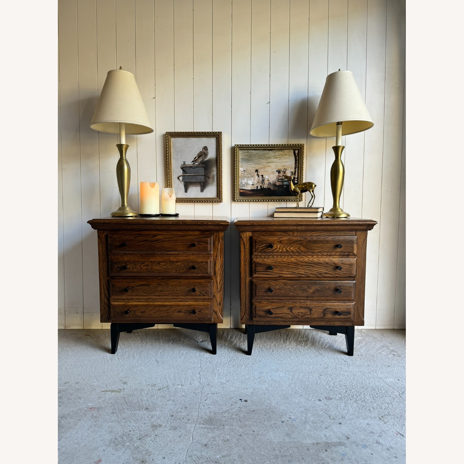 Modern Solid Oak Nightstands - AptDeco