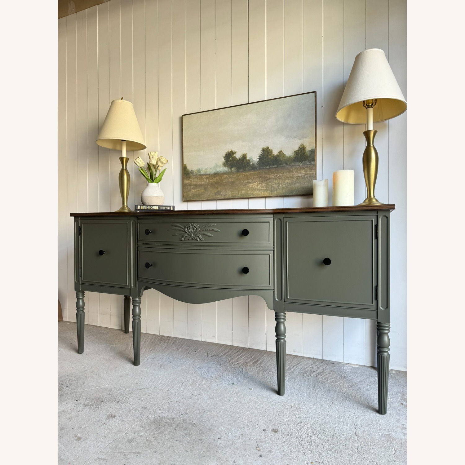 Vintage Hepplewhite Solid Mahogany Buffet - image-1