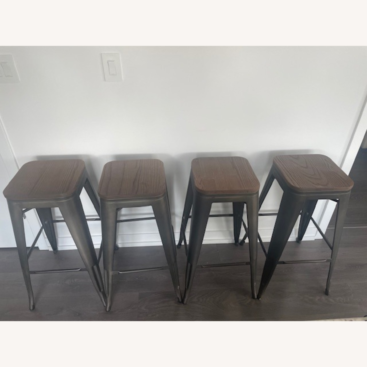 4 Metal/Wood Barstools - image-1