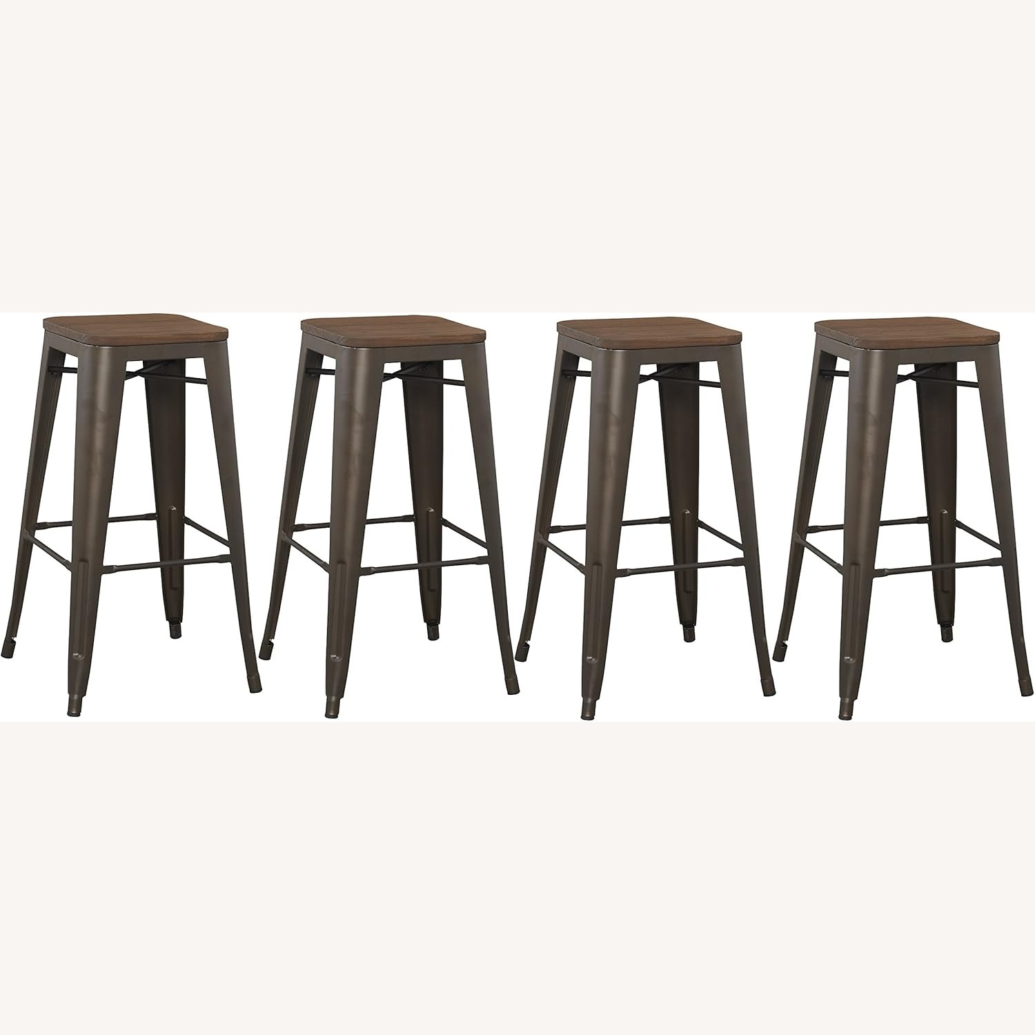 4 Metal/Wood Barstools - image-4