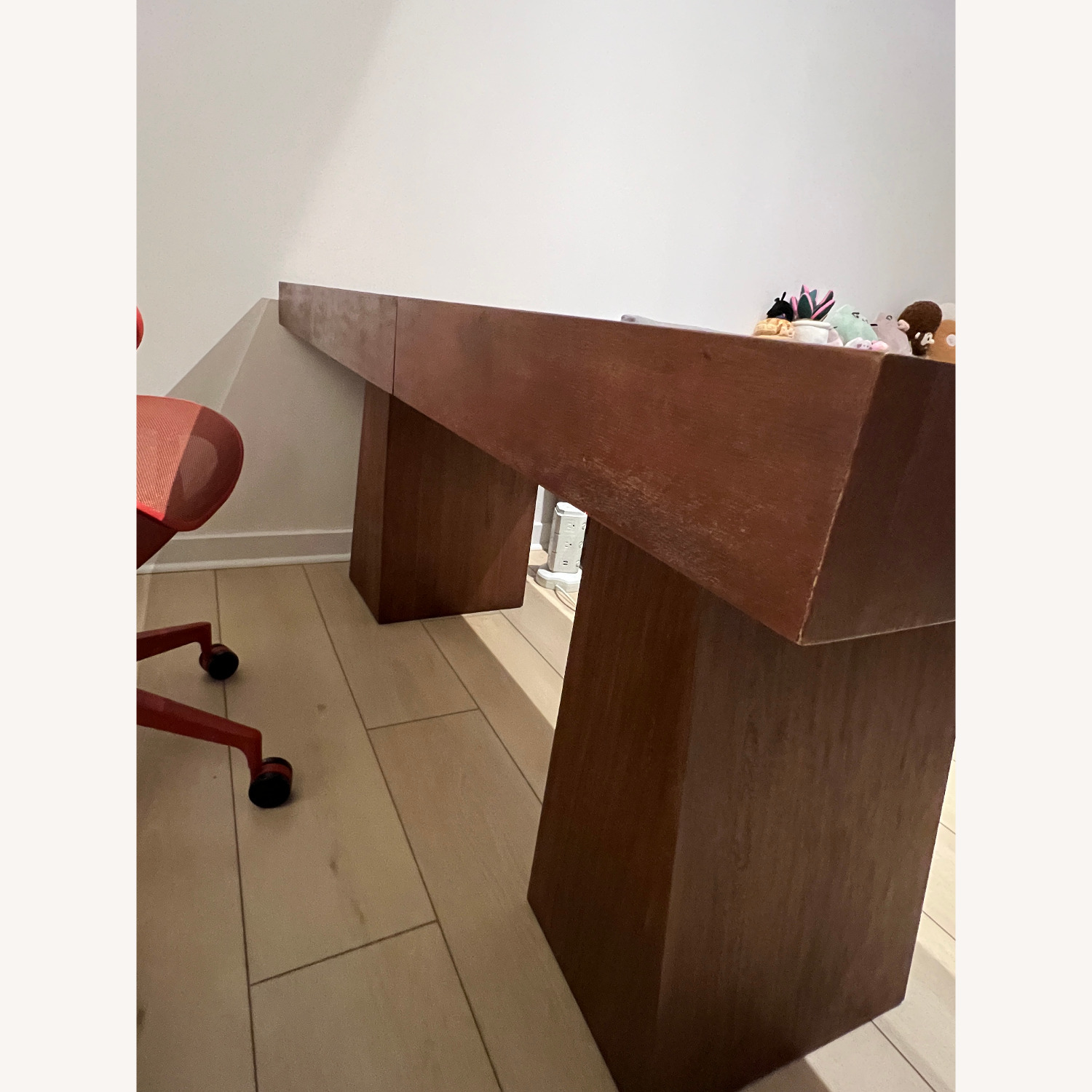 Ridge 66" Cerused Acacia Wood Desk with Drawer - image-3