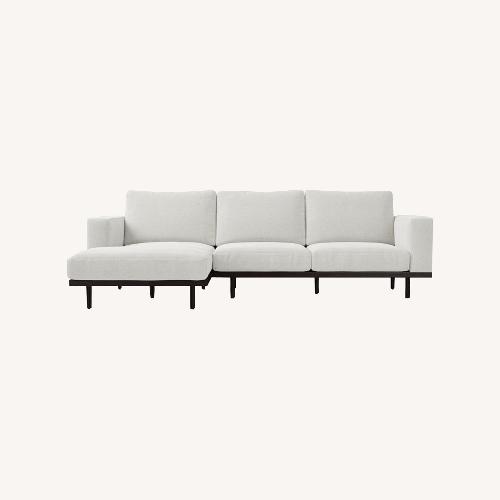 Used Jasper 96" with Reversible Chaise in View Fabric with Walnut Legs for sale on AptDeco