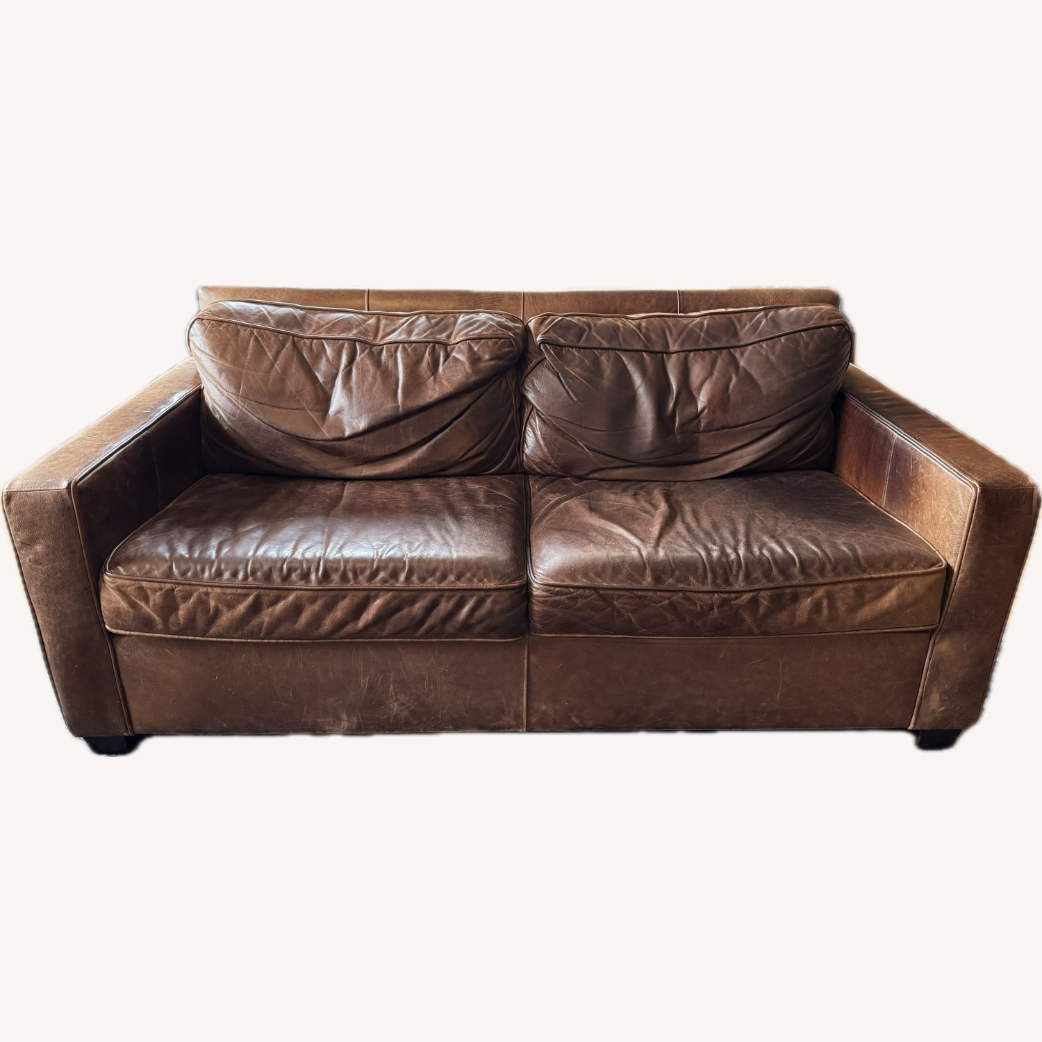 West Elm Leather Sofa - image-1