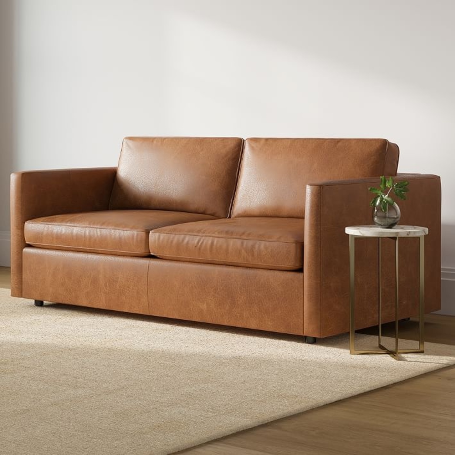 West Elm Leather Sofa - image-7