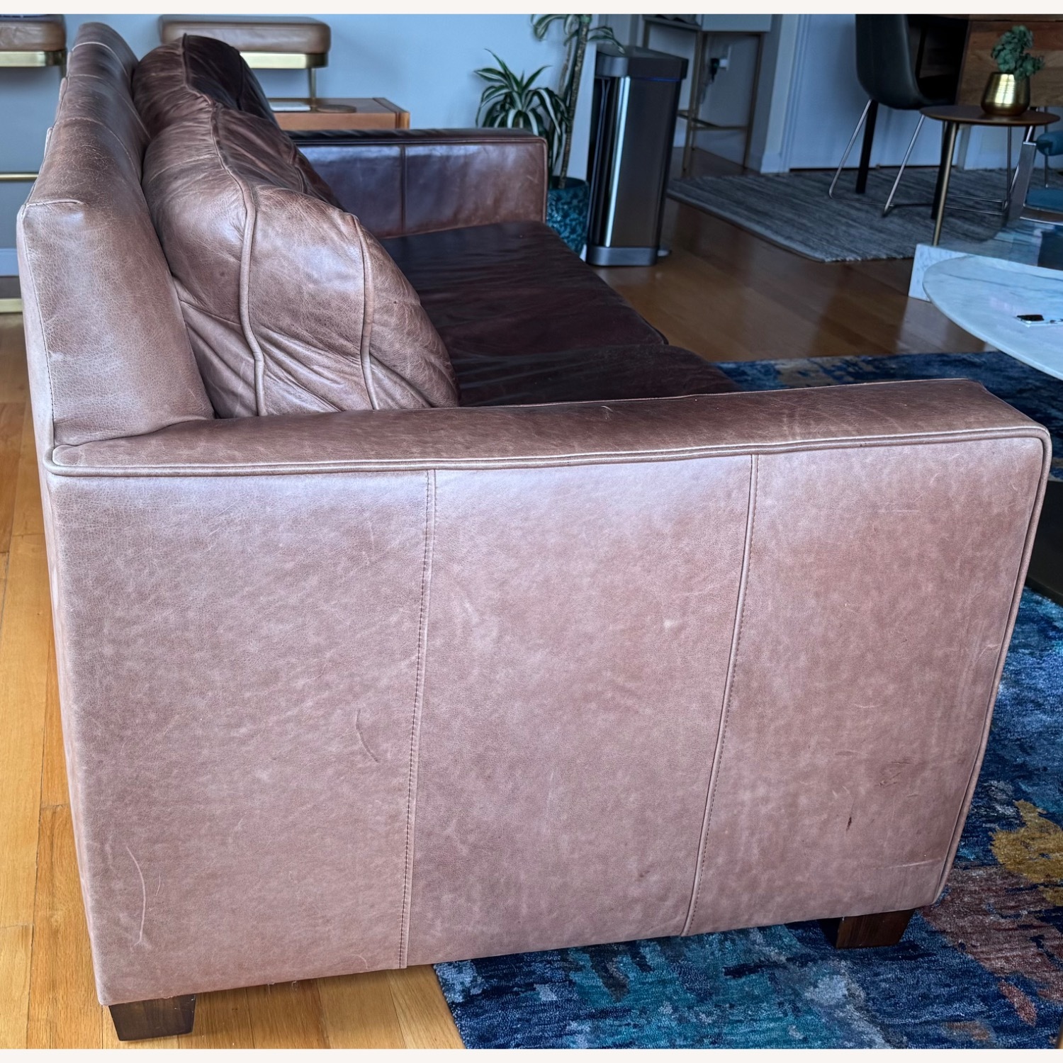 West Elm Leather Sofa - image-4