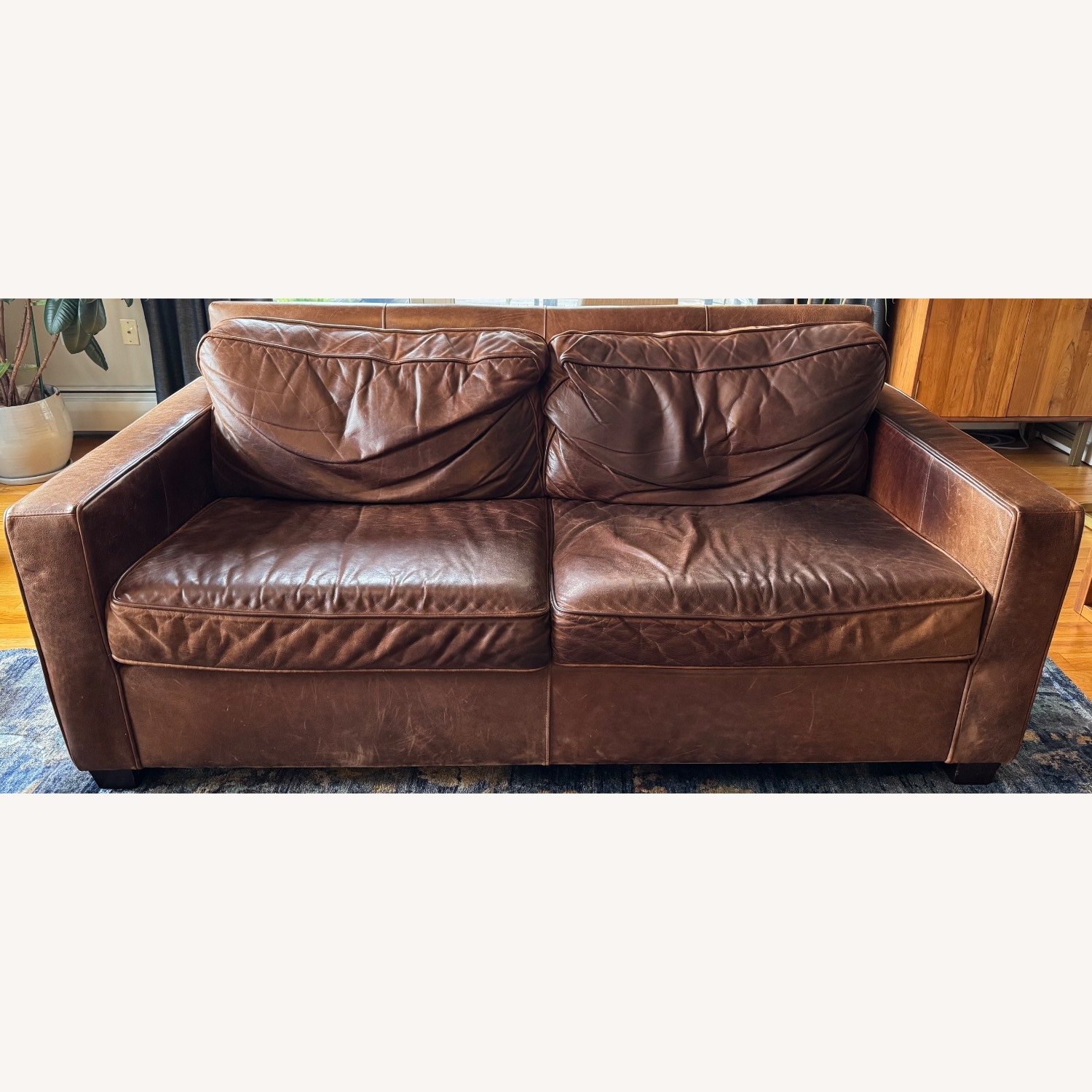 West Elm Leather Sofa - image-6