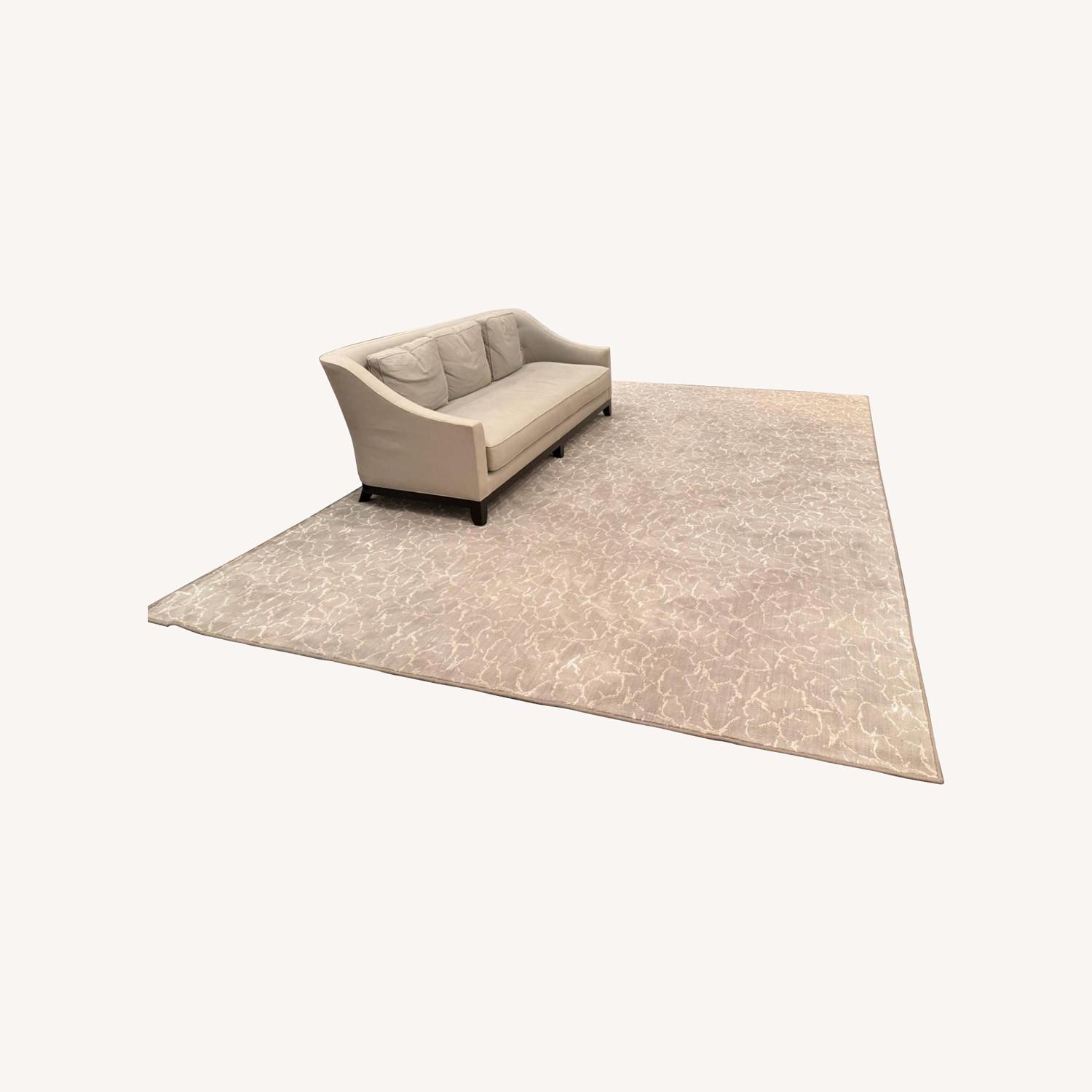 Contemporary Wool Area Rug, 10x16 - Gray & White - image-0
