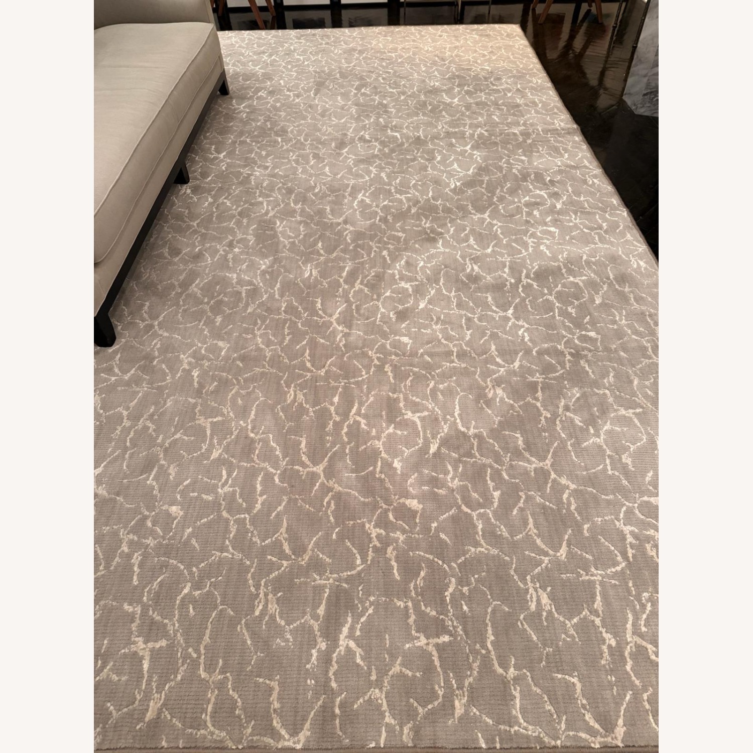 Contemporary Wool Area Rug, 10x16 - Gray & White - image-1