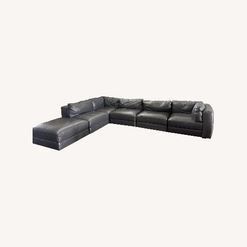 Used Z Gallerie Leather Sectional with Ottoman for sale on AptDeco