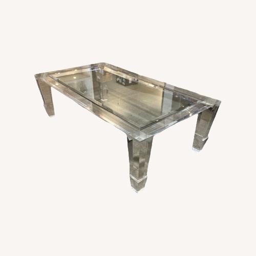 Used Lucite Rectangular Base w/ Glass Top Coffee Table for sale on AptDeco
