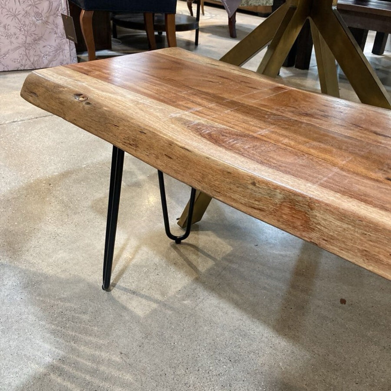 Villa2 Hairpin Leg Live Edge Wood Bench - image-9