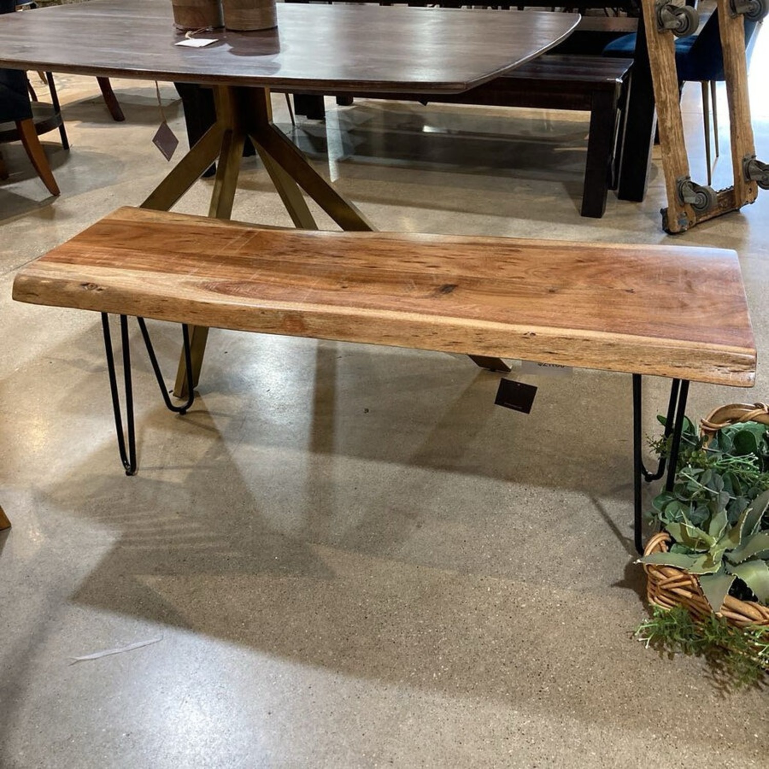 Villa2 Hairpin Leg Live Edge Wood Bench - image-3