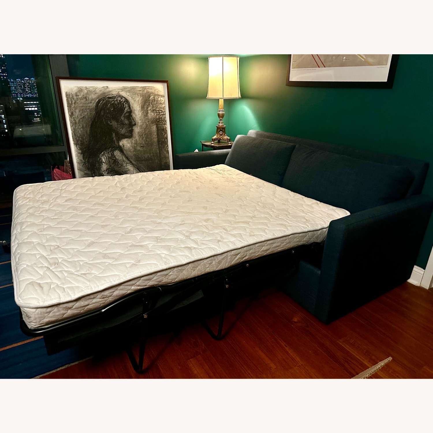 Apt2B Fabian Sapphire Blue Queen Sleeper Sofa - image-3