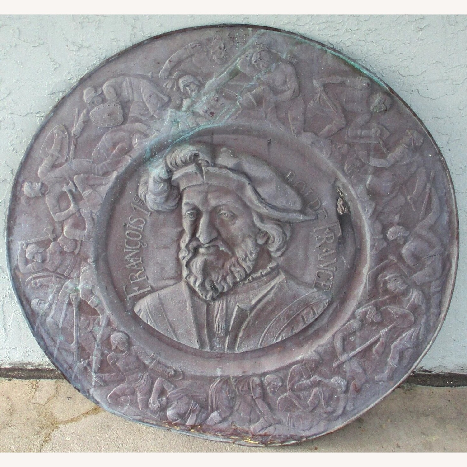 Antique French Renaissance Repoussé Copper Plaque - image-1