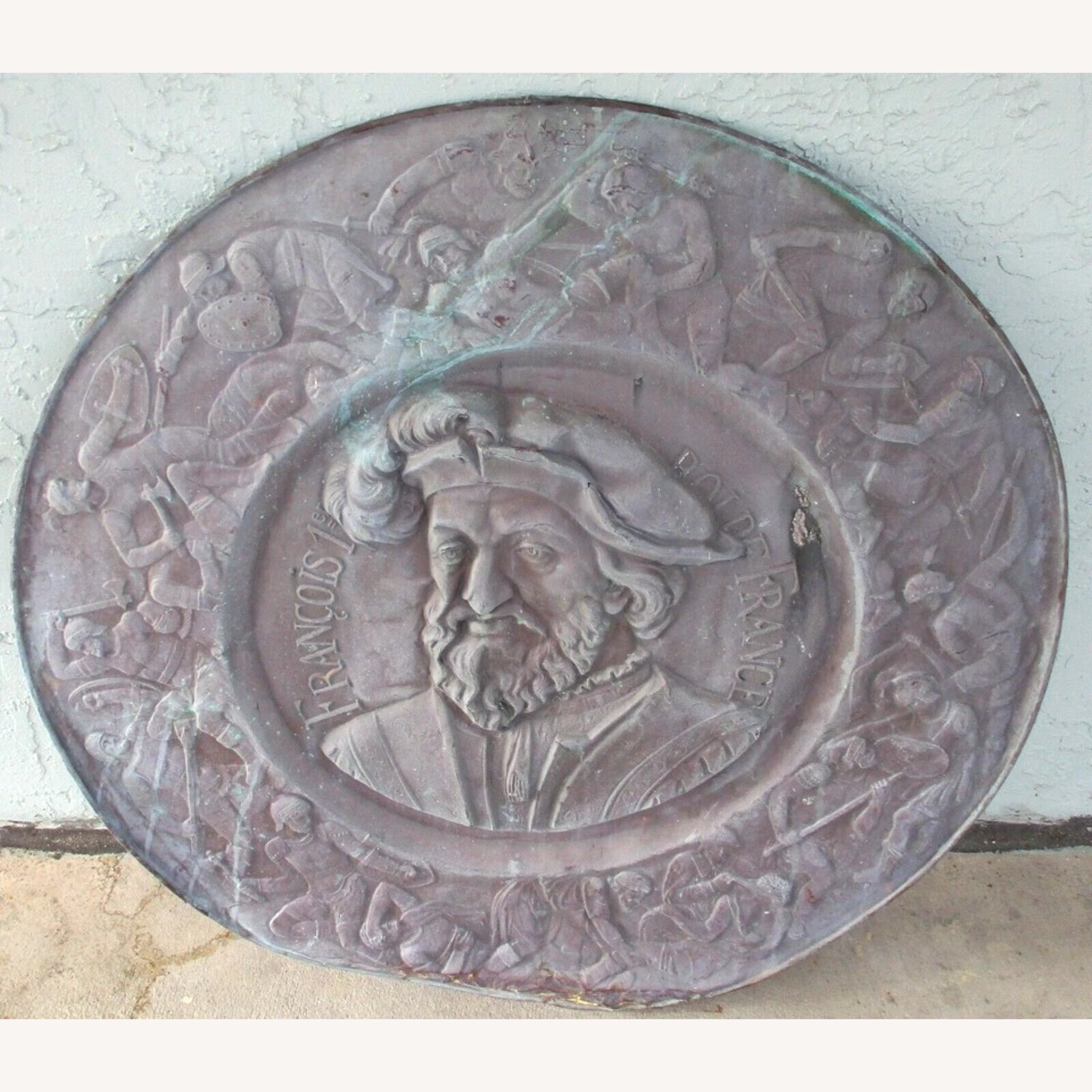Antique French Renaissance Repoussé Copper Plaque - image-2