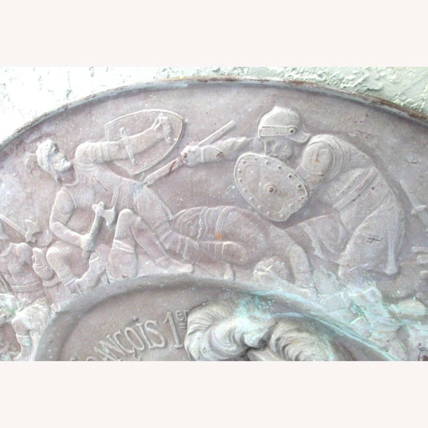 Antique French Renaissance Repoussé Copper Plaque - image-4