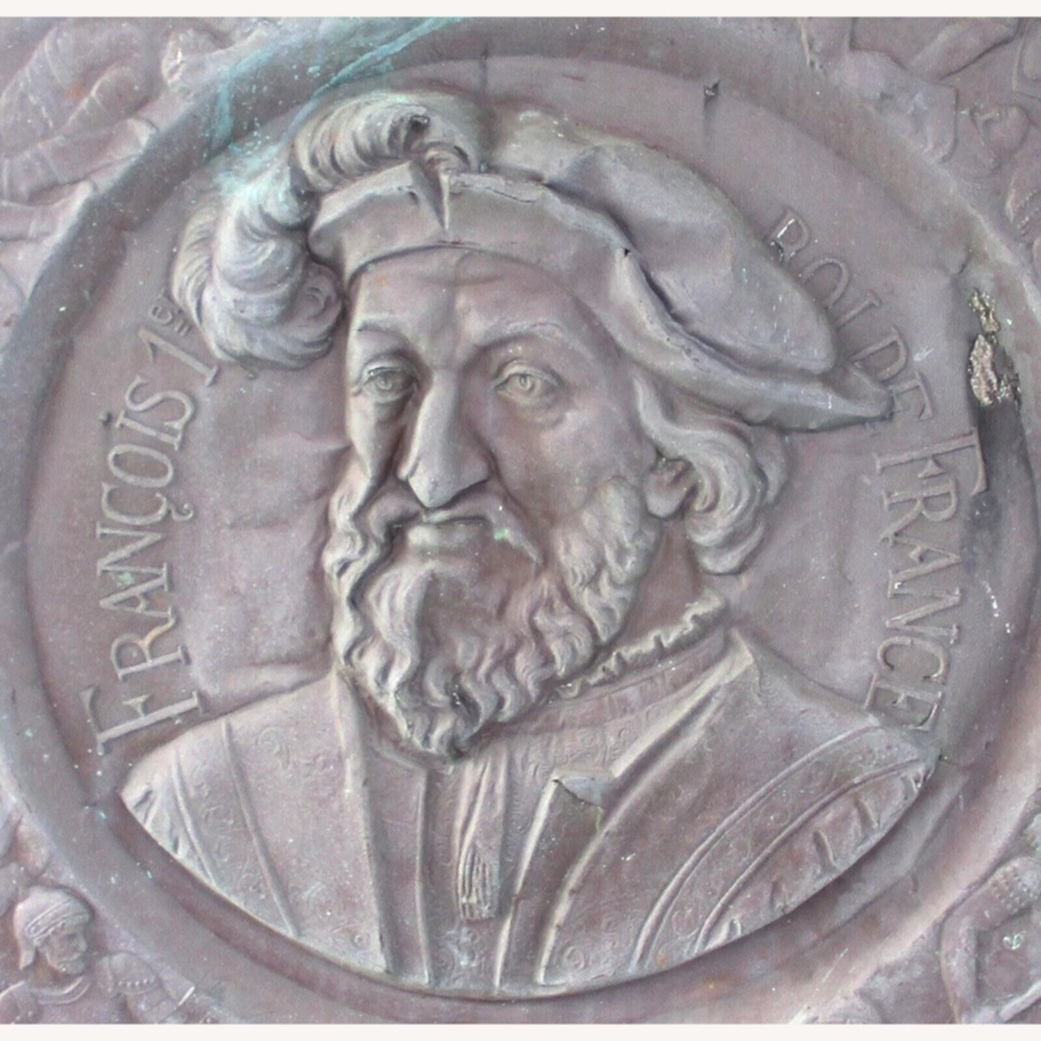 Antique French Renaissance Repoussé Copper Plaque - image-3