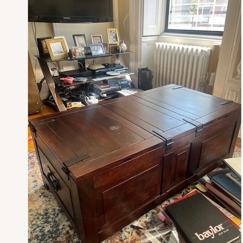Used Pottery Barn Storage Trunk/Coffee Table with 3 Sections for sale on AptDeco