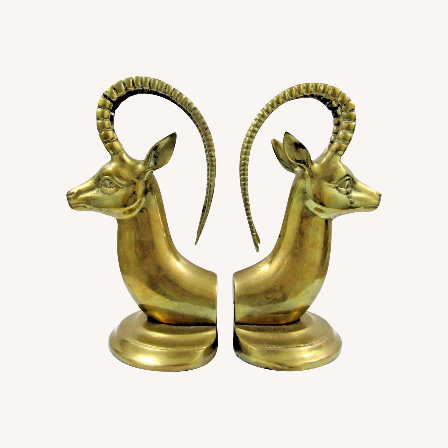 Mid-Century Modern Brass Ibex Bookends Circa 1950s - image-0