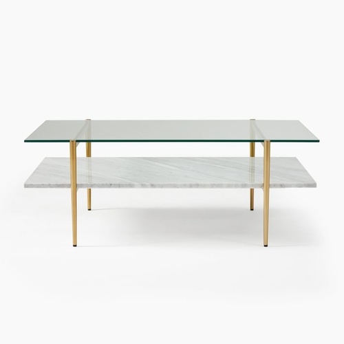 Used West Elm Mid-Century Art Display Marble Coffee Table (46") for sale on AptDeco