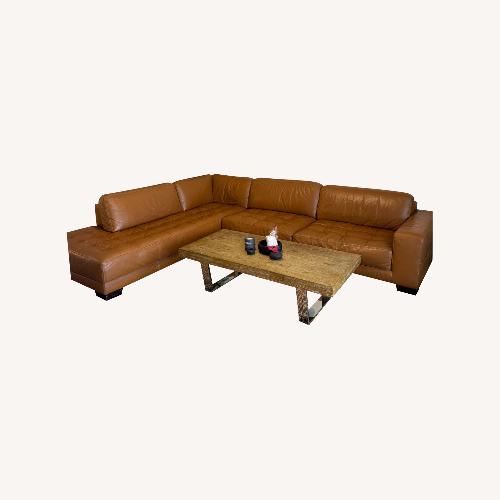 Used W. Schillig European Leather Brown Sectional for sale on AptDeco