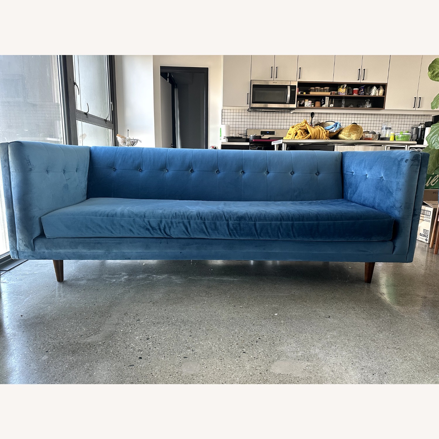 West Elm Bradford Sofa, Mod Velvet, Port Blue - image-1